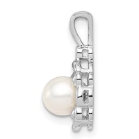 Sterling Silver Rhodium-plated FW Cultured Pearl & Diam. Pendant view 2