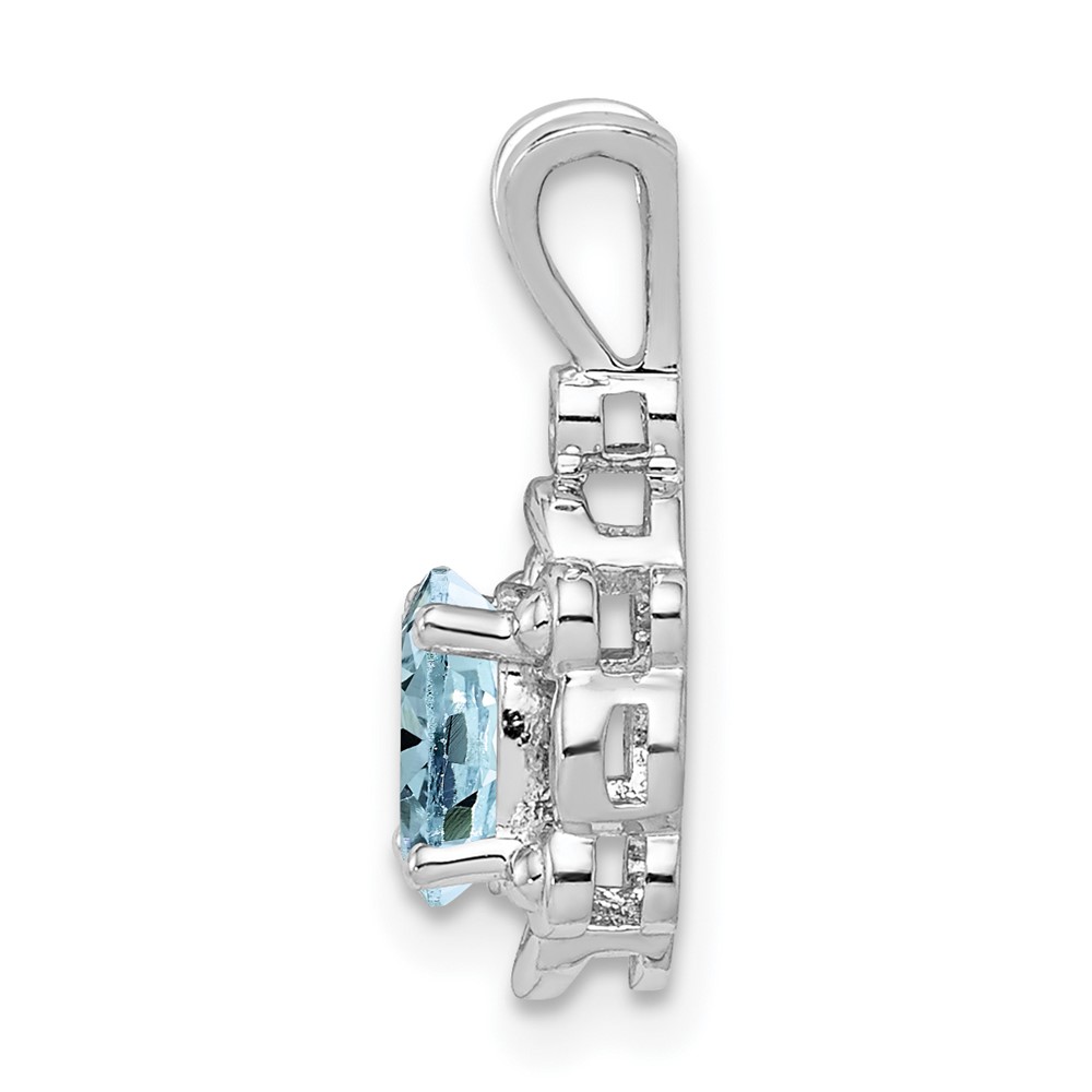 Sterling Silver Rhodium-plated Aquamarine & Diam. Pendant (QBPD21MAR)
