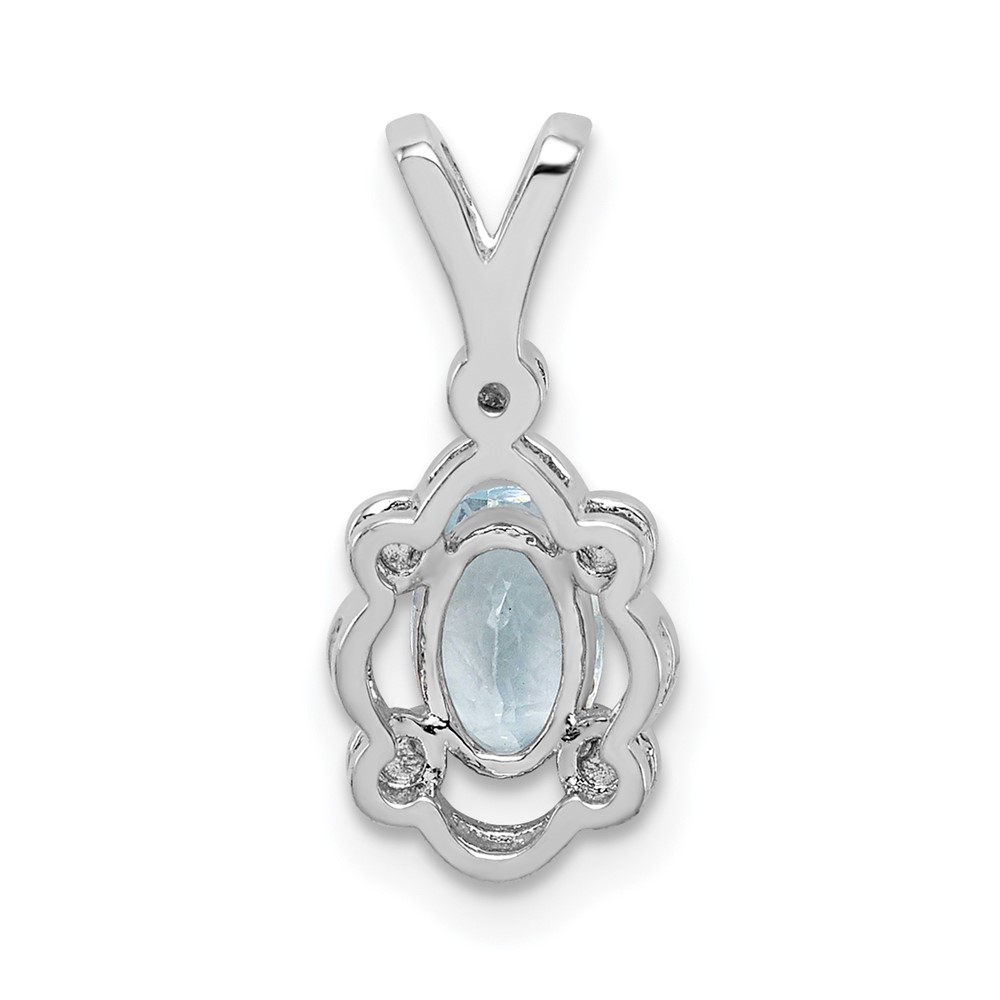 Sterling Silver Rhodium-plated Aquamarine & Diam. Pendant (QBPD21MAR)