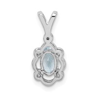 Sterling Silver Rhodium-plated Aquamarine & Diam. Pendant view 4