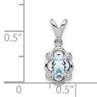 Sterling Silver Rhodium-plated Aquamarine & Diam. Pendant view 3