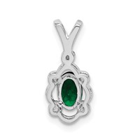 Sterling Silver Rhodium-plated Created Emerald & Diam. Pendant view 4