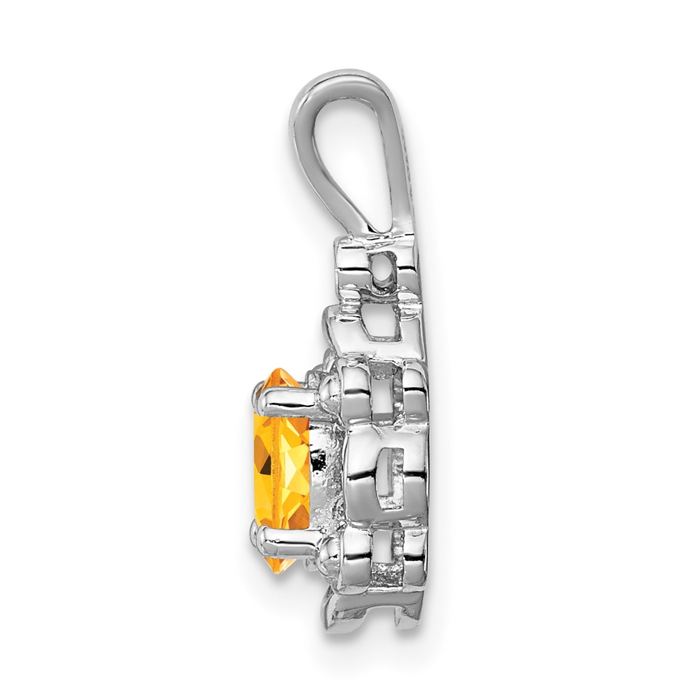 Sterling Silver Rhodium-plated Citrine & Diam. Pendant (QBPD21NOV)