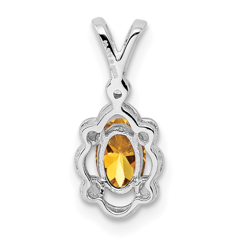 Sterling Silver Rhodium-plated Citrine & Diam. Pendant (QBPD21NOV)
