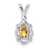 Sterling Silver Rhodium-plated Citrine & Diam. Pendant view 3