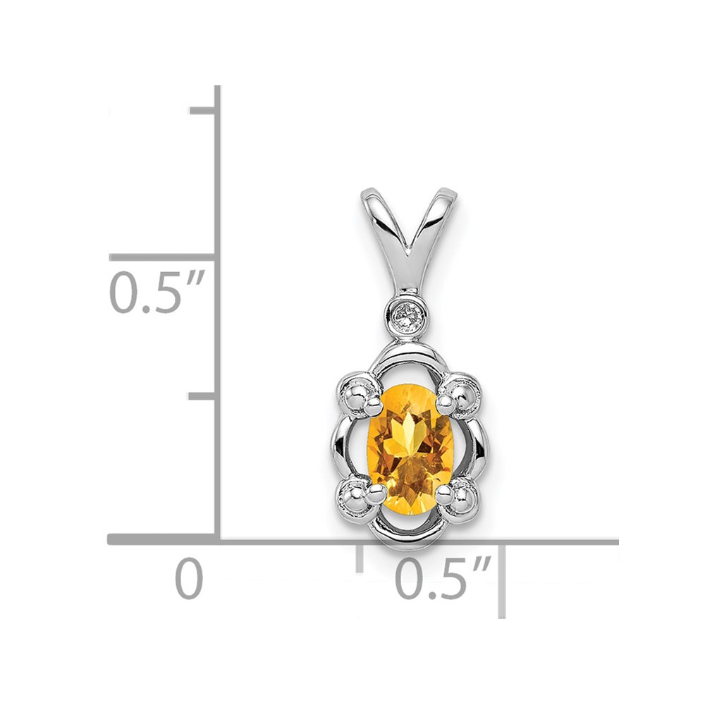Sterling Silver Rhodium-plated Citrine & Diam. Pendant (QBPD21NOV)