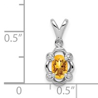 Sterling Silver Rhodium-plated Citrine & Diam. Pendant view 4