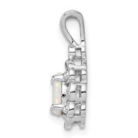 Sterling Silver Rhodium-plated Created Opal & Diam. Pendant view 2