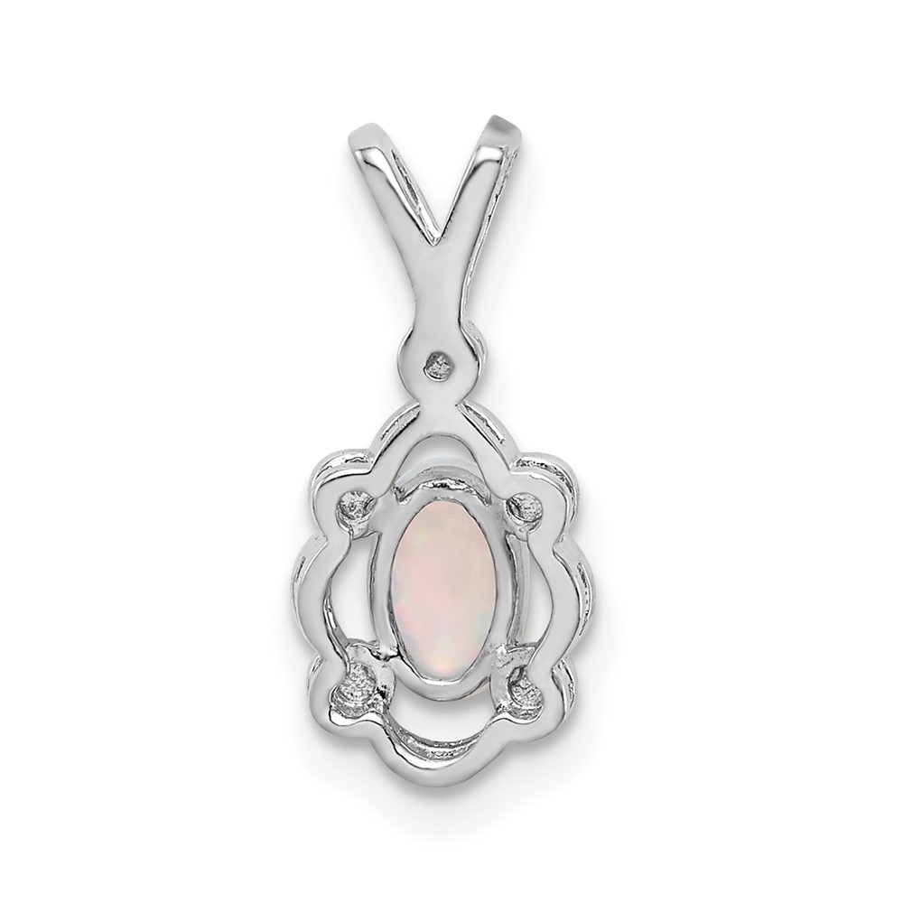 Sterling Silver Rhodium-plated Created Opal & Diam. Pendant (QBPD21OCT)