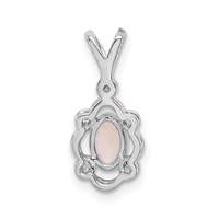 Sterling Silver Rhodium-plated Created Opal & Diam. Pendant view 4