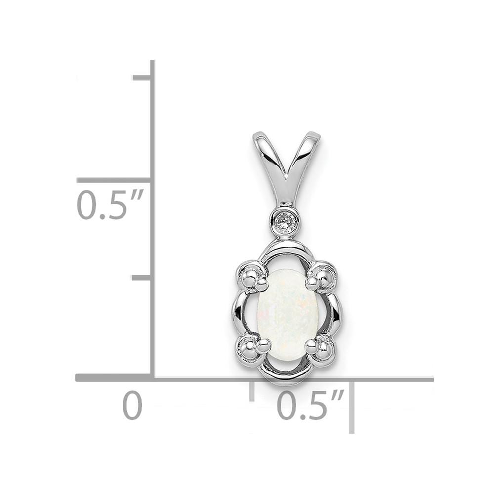 Sterling Silver Rhodium-plated Created Opal & Diam. Pendant (QBPD21OCT)
