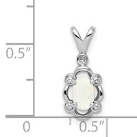 Sterling Silver Rhodium-plated Created Opal & Diam. Pendant view 3