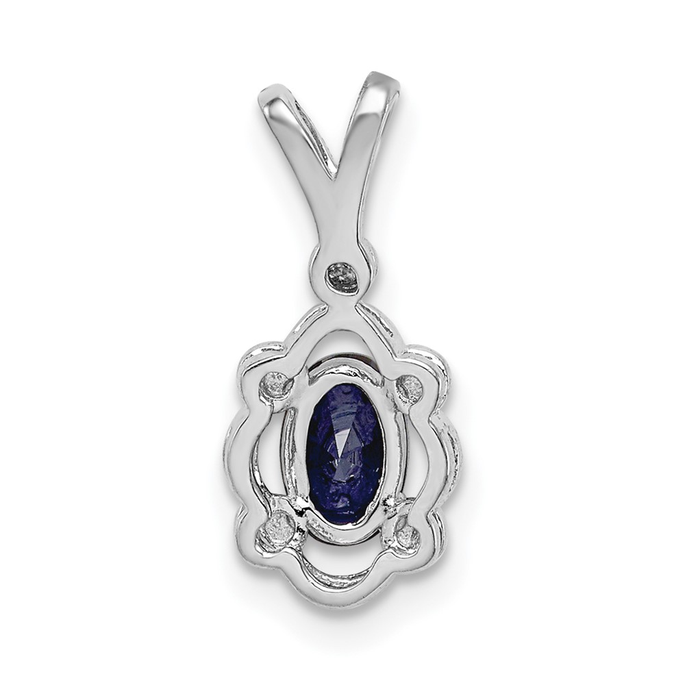 Sterling Silver Rhodium-plated Created Sapphire & Diam. Pendant (QBPD21SEP)