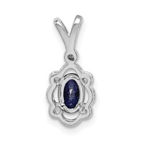 Sterling Silver Rhodium-plated Created Sapphire & Diam. Pendant view 4