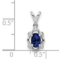 Sterling Silver Rhodium-plated Created Sapphire & Diam. Pendant view 3