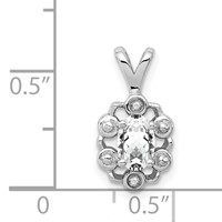 Sterling Silver Rhodium-plated White Topaz & Diam. Pendant view 3