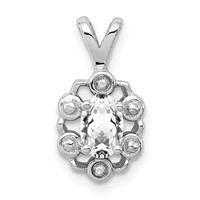 Sterling Silver Rhodium-plated White Topaz & Diam. Pendant view 1