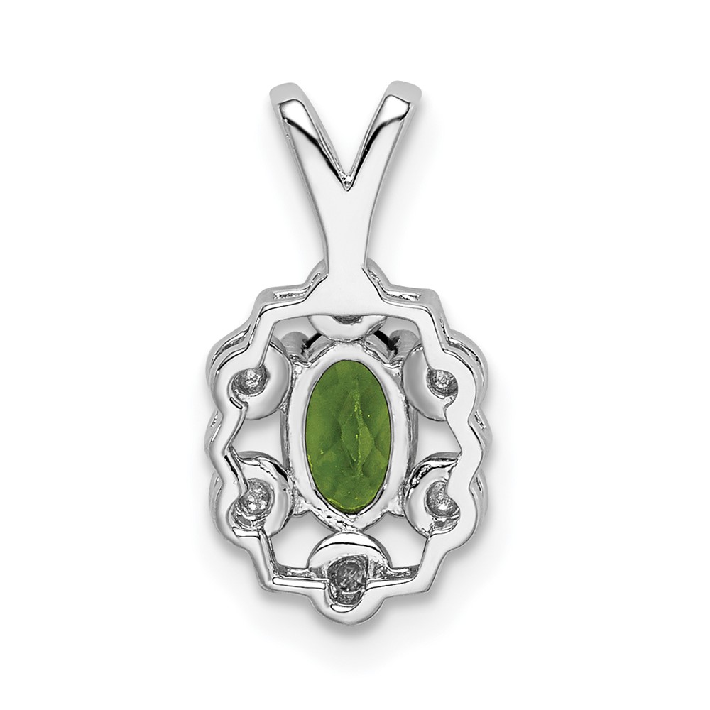 Sterling Silver Rhodium-plated Peridot & Diam. Pendant (QBPD22AUG)
