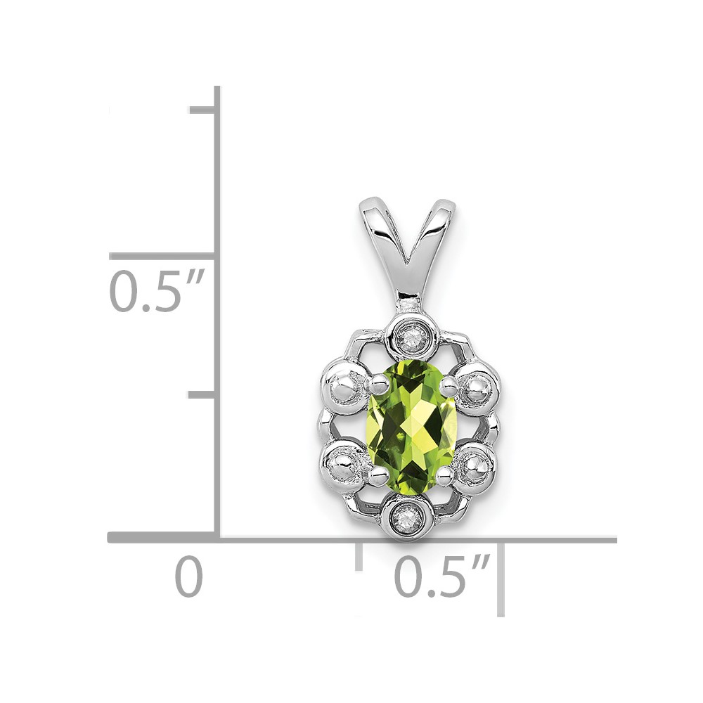 Sterling Silver Rhodium-plated Peridot & Diam. Pendant (QBPD22AUG)