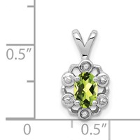 Sterling Silver Rhodium-plated Peridot & Diam. Pendant view 3