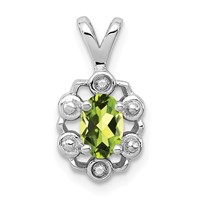 Sterling Silver Rhodium-plated Peridot & Diam. Pendant view 1