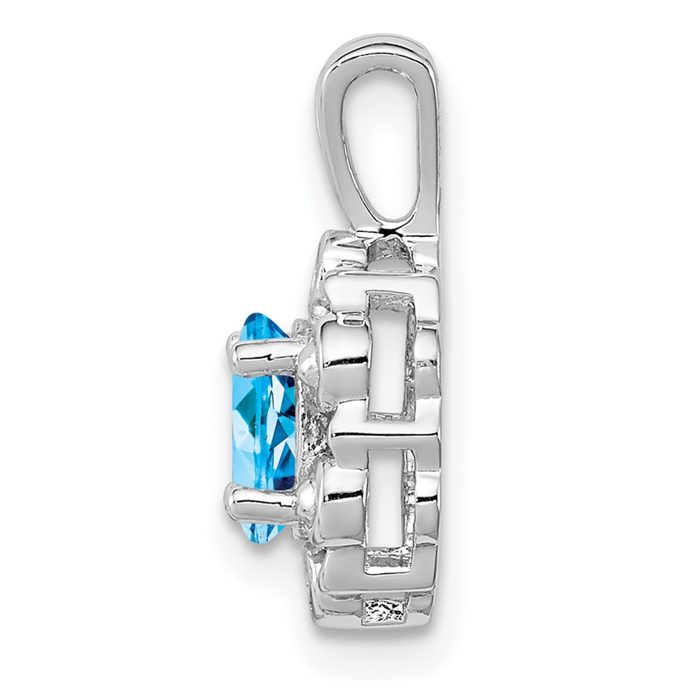 Sterling Silver Rhodium-plated Light Swiss Blue Topaz & Diam. Pendant (QBPD22DEC)