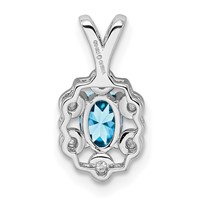 Sterling Silver Rhodium-plated Light Swiss Blue Topaz & Diam. Pendant view 4
