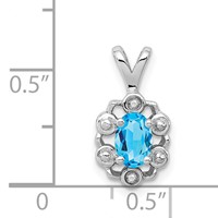 Sterling Silver Rhodium-plated Light Swiss Blue Topaz & Diam. Pendant view 3