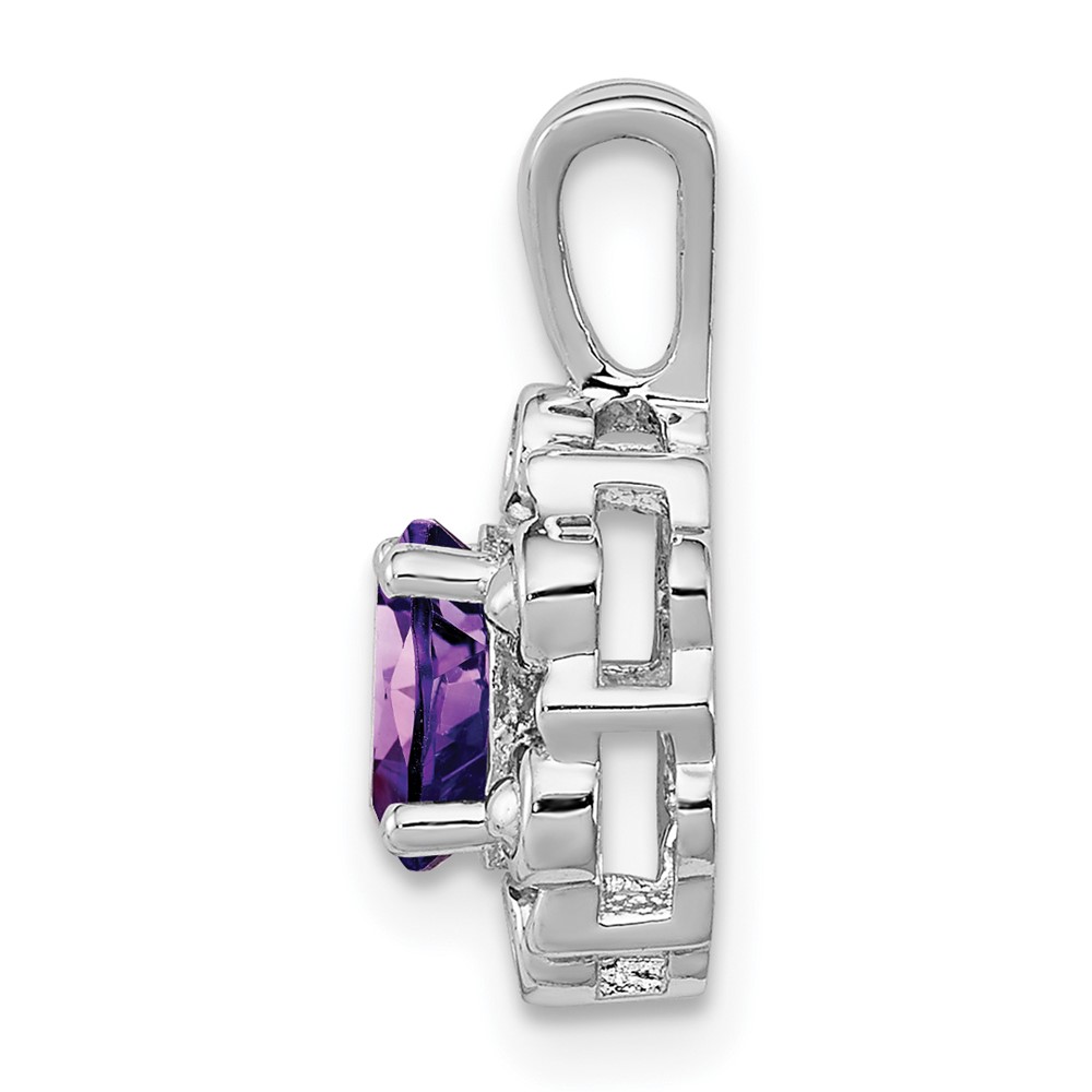 Sterling Silver Rhodium-plated Amethyst & Diam. Pendant (QBPD22FEB)