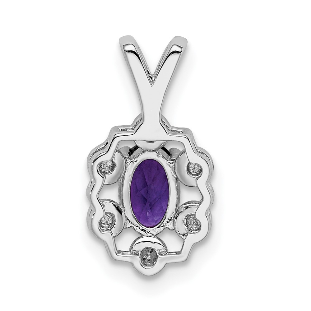 Sterling Silver Rhodium-plated Amethyst & Diam. Pendant (QBPD22FEB)