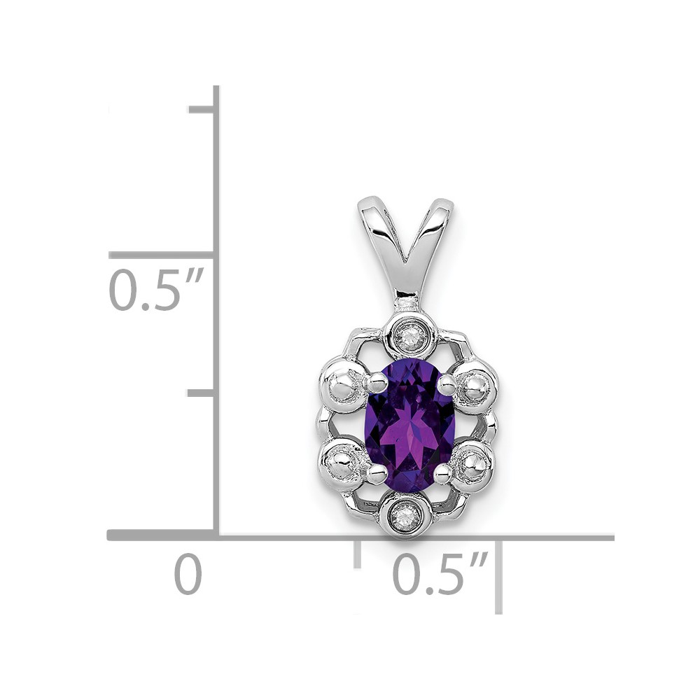 Sterling Silver Rhodium-plated Amethyst & Diam. Pendant (QBPD22FEB)