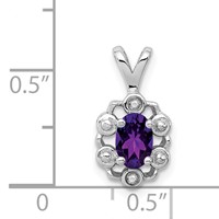 Sterling Silver Rhodium-plated Amethyst & Diam. Pendant view 3
