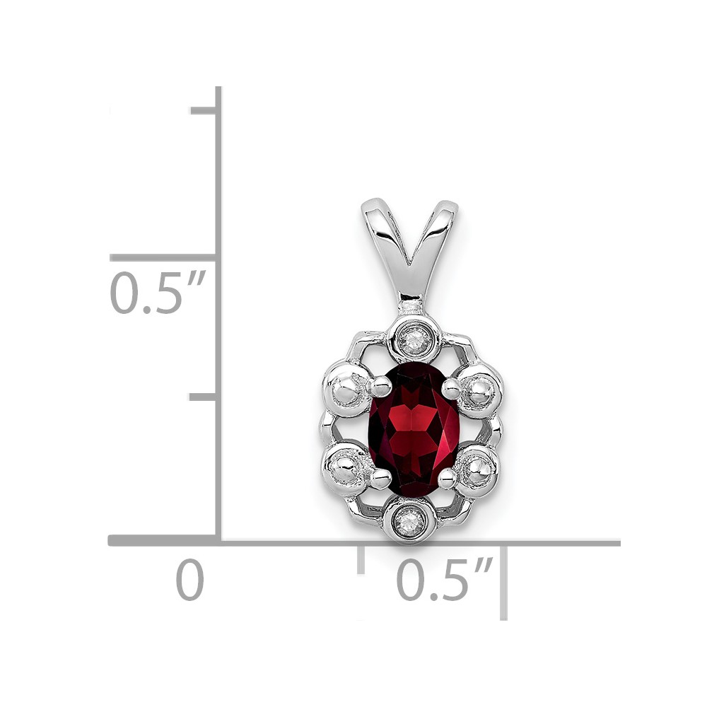 Sterling Silver Rhodium-plated Garnet & Diam. Pendant (QBPD22JAN)
