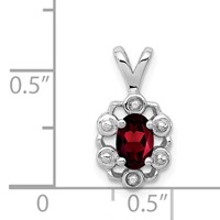 Sterling Silver Rhodium-plated Garnet & Diam. Pendant view 4