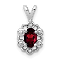 Sterling Silver Rhodium-plated Garnet & Diam. Pendant view 1
