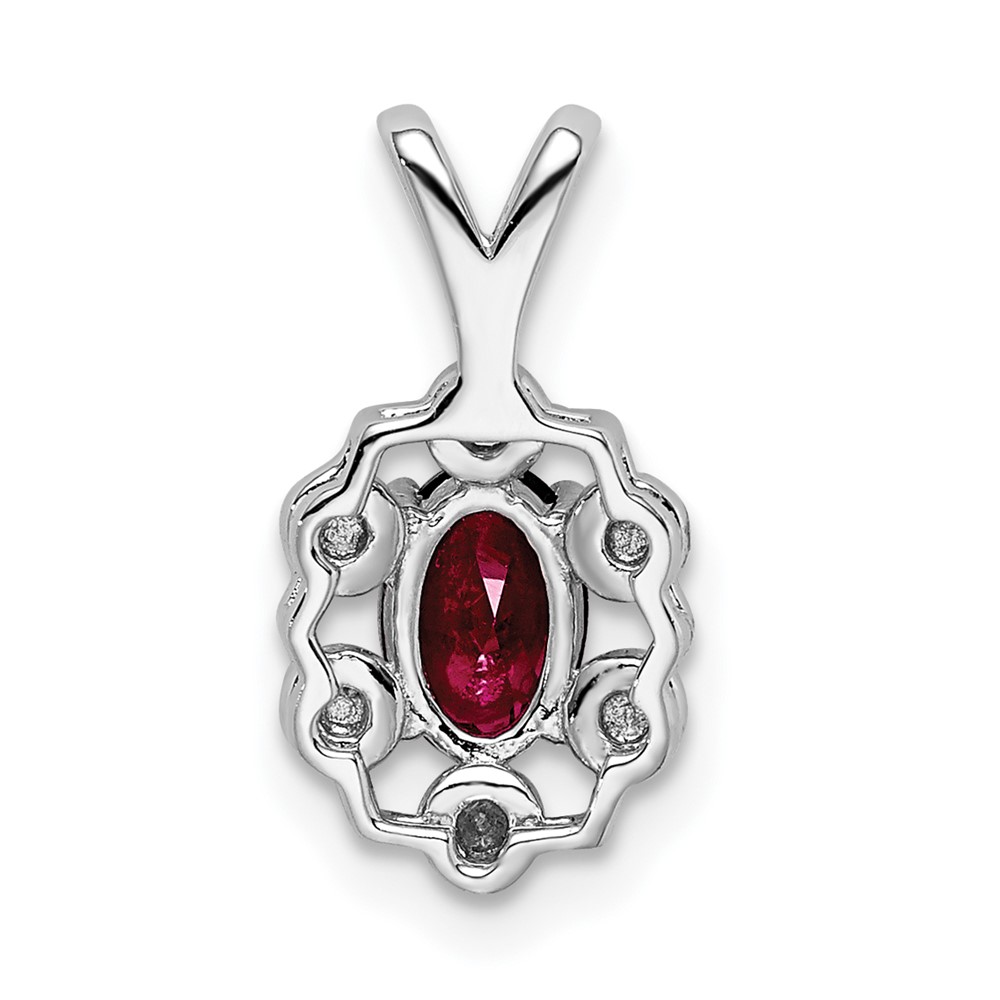 Sterling Silver Rhodium-plated Created Ruby & Diam. Pendant (QBPD22JUL)