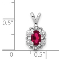 Sterling Silver Rhodium-plated Created Ruby & Diam. Pendant view 3