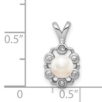 Sterling Silver Rhodium-plated FW Cultured Pearl & Diam. Pendant view 3