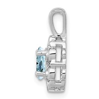 Sterling Silver Rhodium-plated Aquamarine & Diam. Pendant view 2