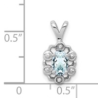 Sterling Silver Rhodium-plated Aquamarine & Diam. Pendant view 3
