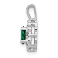 Sterling Silver Rhodium-plated Created Emerald & Diam. Pendant view 2