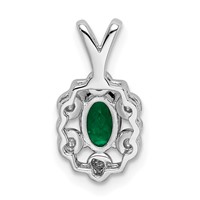 Sterling Silver Rhodium-plated Created Emerald & Diam. Pendant view 4