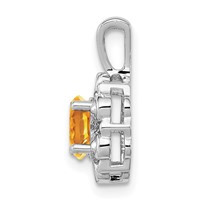 Sterling Silver Rhodium-plated Citrine & Diam. Pendant view 2