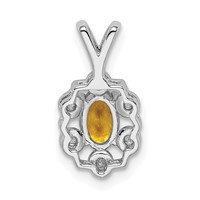 Sterling Silver Rhodium-plated Citrine & Diam. Pendant view 4