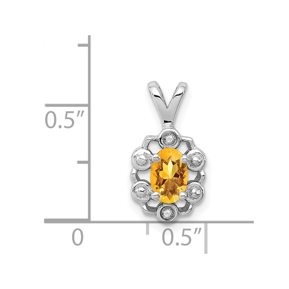 Sterling Silver Rhodium-plated Citrine & Diam. Pendant (QBPD22NOV)
