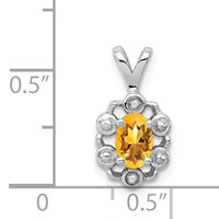 Sterling Silver Rhodium-plated Citrine & Diam. Pendant view 3