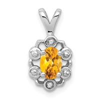 Sterling Silver Rhodium-plated Citrine & Diam. Pendant view 1