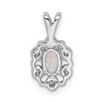 Sterling Silver Rhodium-plated Created Opal & Diam. Pendant view 4