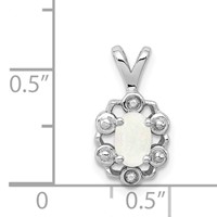Sterling Silver Rhodium-plated Created Opal & Diam. Pendant view 3