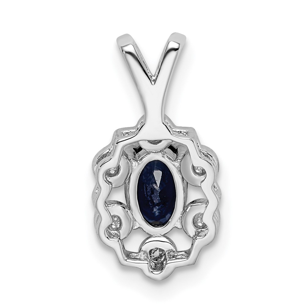 Sterling Silver Rhodium-plated Created Sapphire & Diam. Pendant (QBPD22SEP)